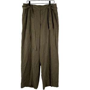 Max Studio Specialty Products Womens Paperbag Pants Green High Rise Plus 14 New
